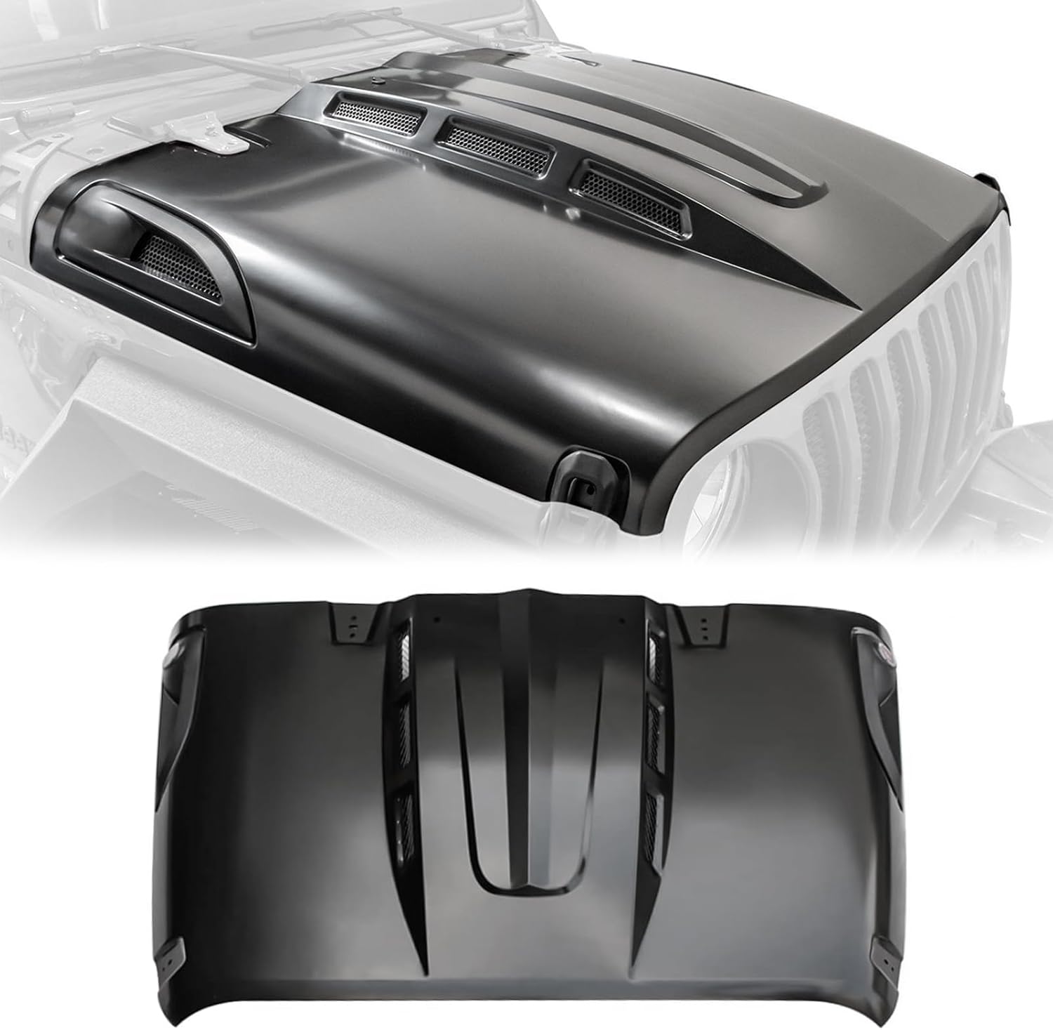 The Avenger Style Hood Compatible with 2018+Jeep Wrangler JL JLU&2020-2023 Gladiator JT(Not for Mojave&392 Model)