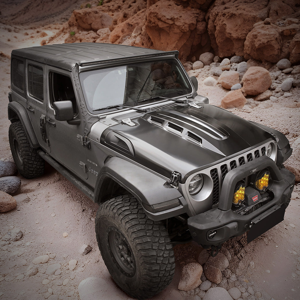 The Avenger Style Hood Compatible with 2018+Jeep Wrangler JL JLU&2020-2023 Gladiator JT(Not for Mojave&392 Model)