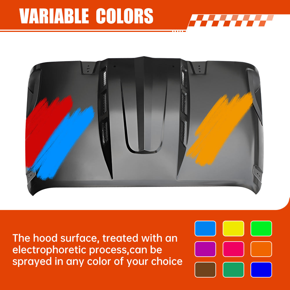 The Avenger Style Hood Compatible with 2018+Jeep Wrangler JL JLU&2020-2023 Gladiator JT(Not for Mojave&392 Model)