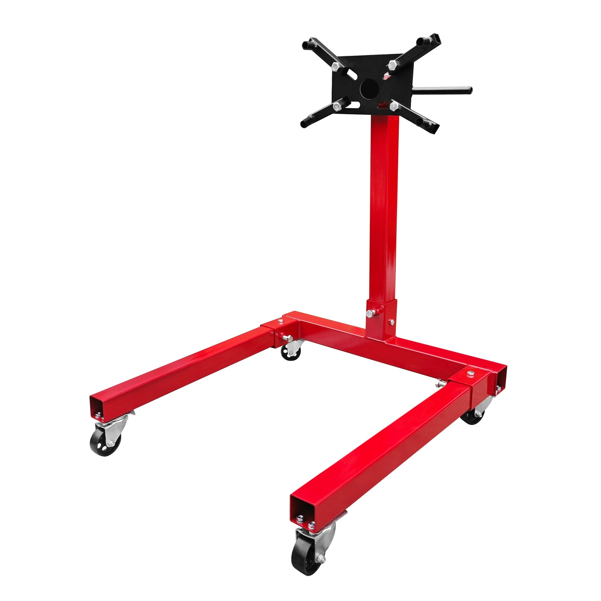 Engine Stand 1250LBS Capacity, 360 Degree Rotating Engine Run Stand with 4-Casters, Heavy Duty Motorcycle Engine Stand for Auto Repair, Vehicle Maintenance, Red