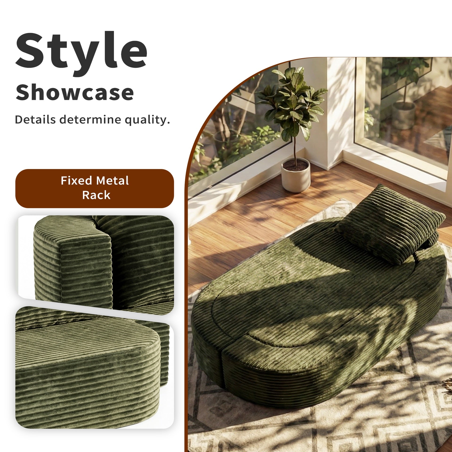 78.7" Full Size Floor Sofa, Folding Queen Sleeper Couch, Futon Loveseat Sofa, Plush Corduroy Foam-Filled Sleeper Couch Bed, Fold Mattress Bed for Living Room, Guest Use, Office, Apartment,green