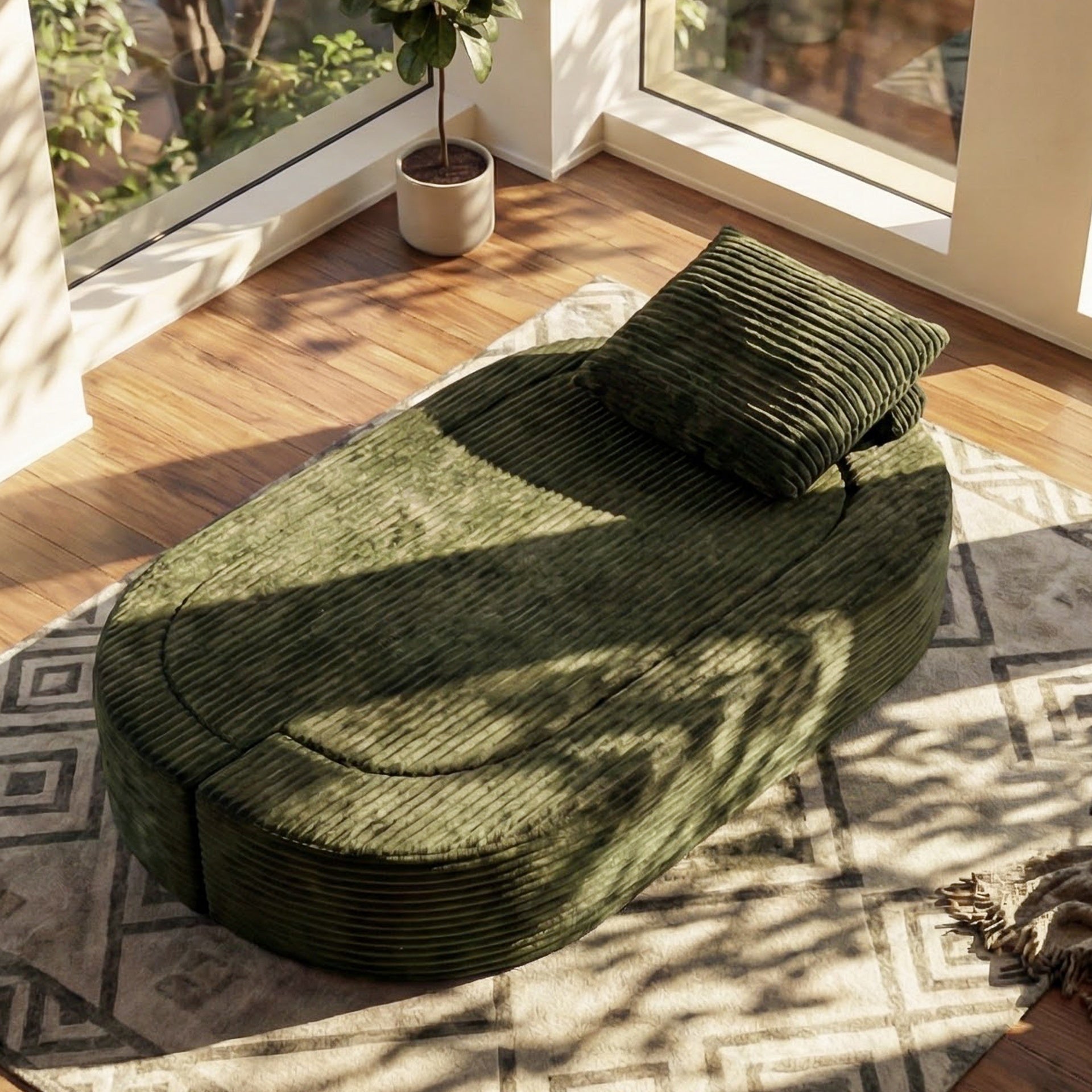 78.7" Full Size Floor Sofa, Folding Queen Sleeper Couch, Futon Loveseat Sofa, Plush Corduroy Foam-Filled Sleeper Couch Bed, Fold Mattress Bed for Living Room, Guest Use, Office, Apartment,green
