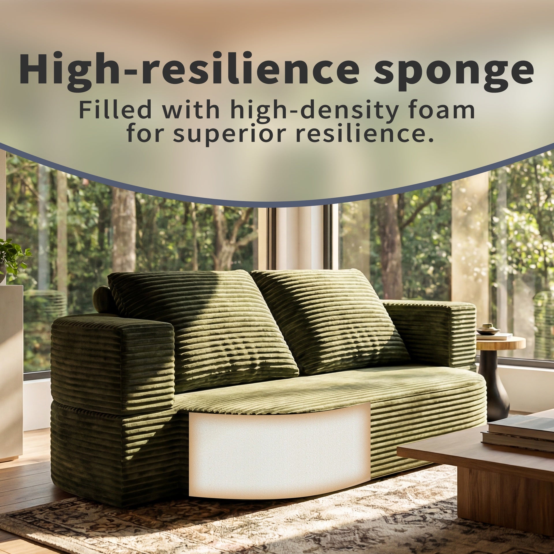 78.7" Full Size Floor Sofa, Folding Queen Sleeper Couch, Futon Loveseat Sofa, Plush Corduroy Foam-Filled Sleeper Couch Bed, Fold Mattress Bed for Living Room, Guest Use, Office, Apartment,green