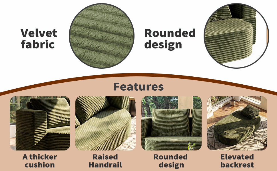78.7" Full Size Floor Sofa, Folding Queen Sleeper Couch, Futon Loveseat Sofa, Plush Corduroy Foam-Filled Sleeper Couch Bed, Fold Mattress Bed for Living Room, Guest Use, Office, Apartment,green