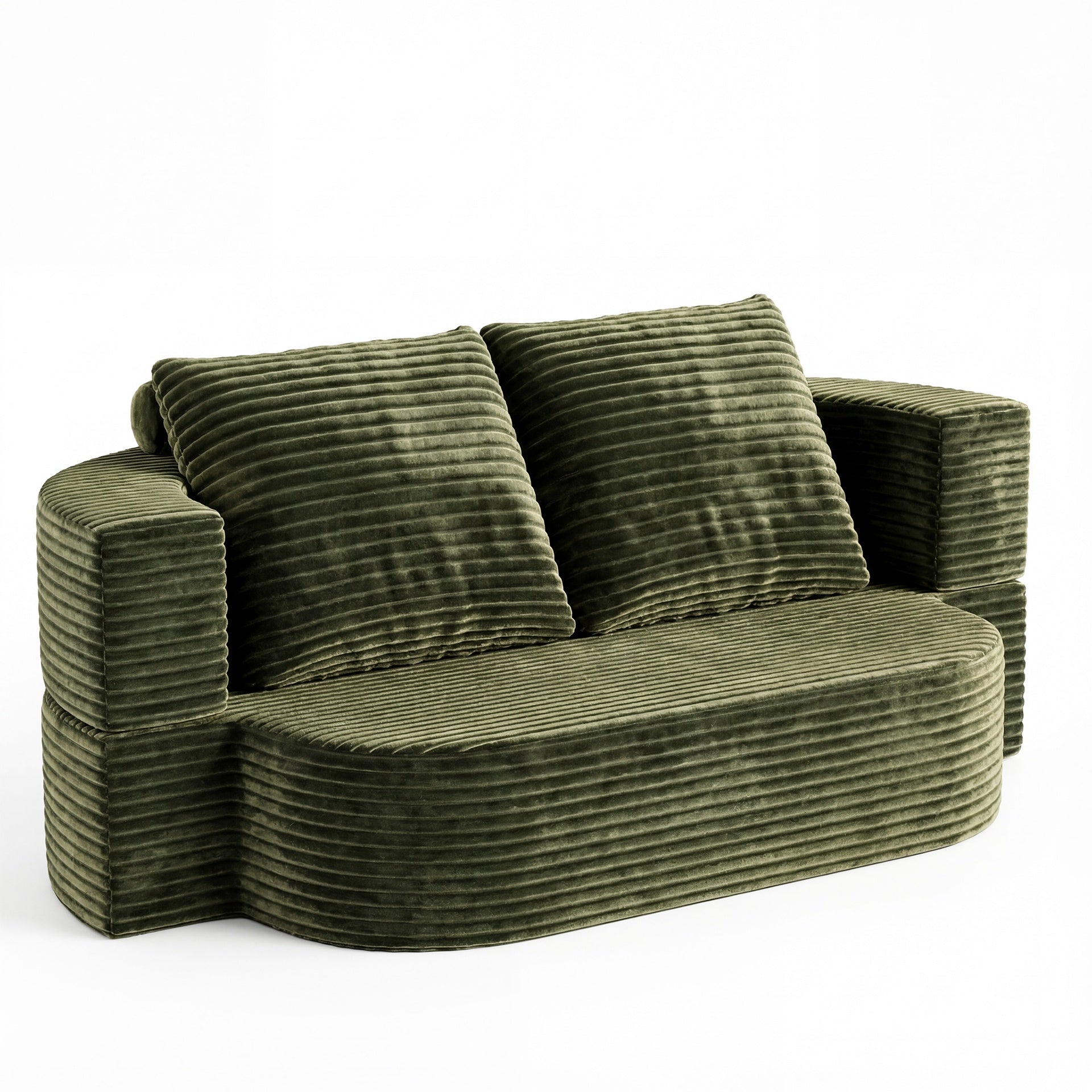 78.7" Full Size Floor Sofa, Folding Queen Sleeper Couch, Futon Loveseat Sofa, Plush Corduroy Foam-Filled Sleeper Couch Bed, Fold Mattress Bed for Living Room, Guest Use, Office, Apartment,green