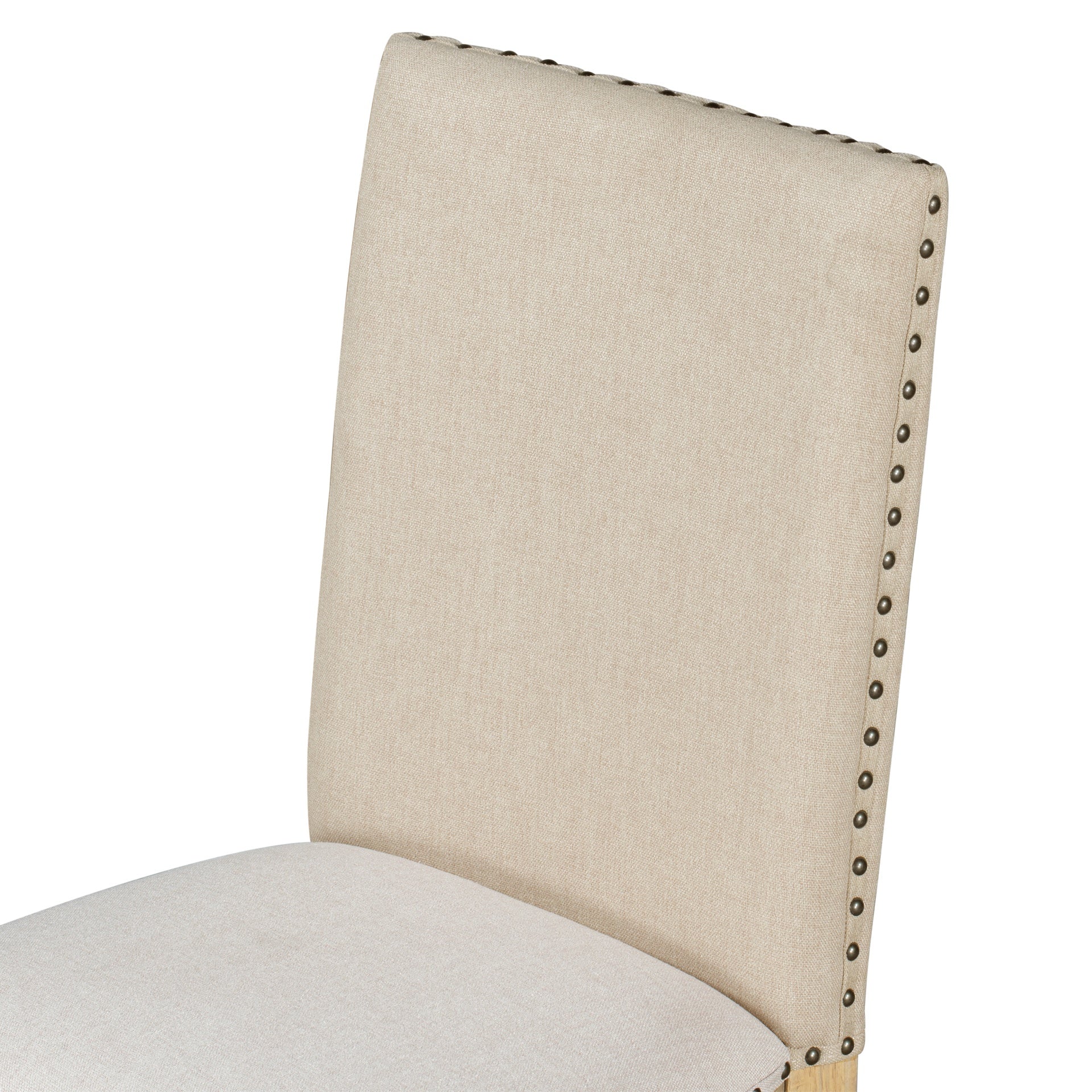 TREXM Set of 4 Dining chairs Wood Upholstered Fabirc Dining Room Chairs with Nailhead (Natural Wood Wash)