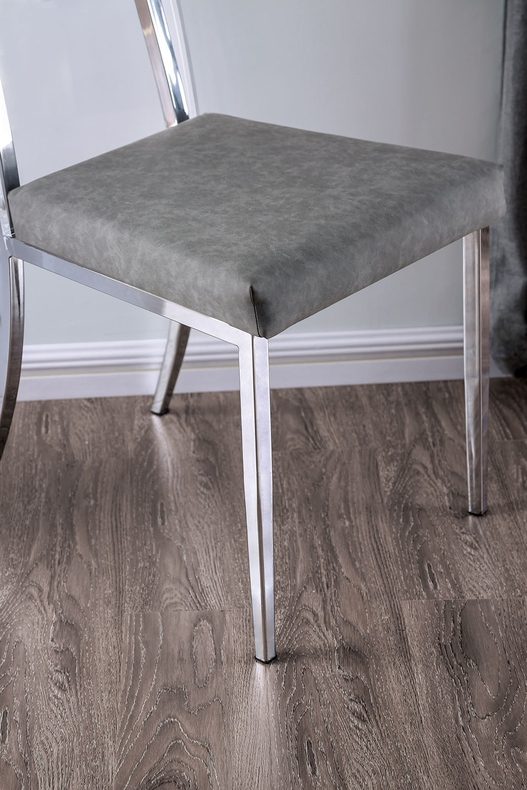 Contemporary Style 2pc Side Chair Minimalist Design Metal Legs Acrylic Back Chrome Finish Dining Room