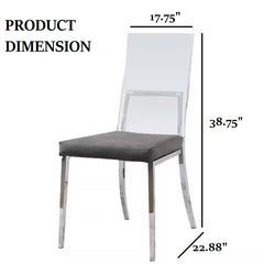 Contemporary Style 2pc Side Chair Minimalist Design Metal Legs Acrylic Back Chrome Finish Dining Room