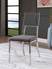 Contemporary Style 2pc Side Chair Minimalist Design Metal Legs Acrylic Back Chrome Finish Dining Room