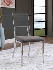 Contemporary Style 2pc Side Chair Minimalist Design Metal Legs Acrylic Back Chrome Finish Dining Room