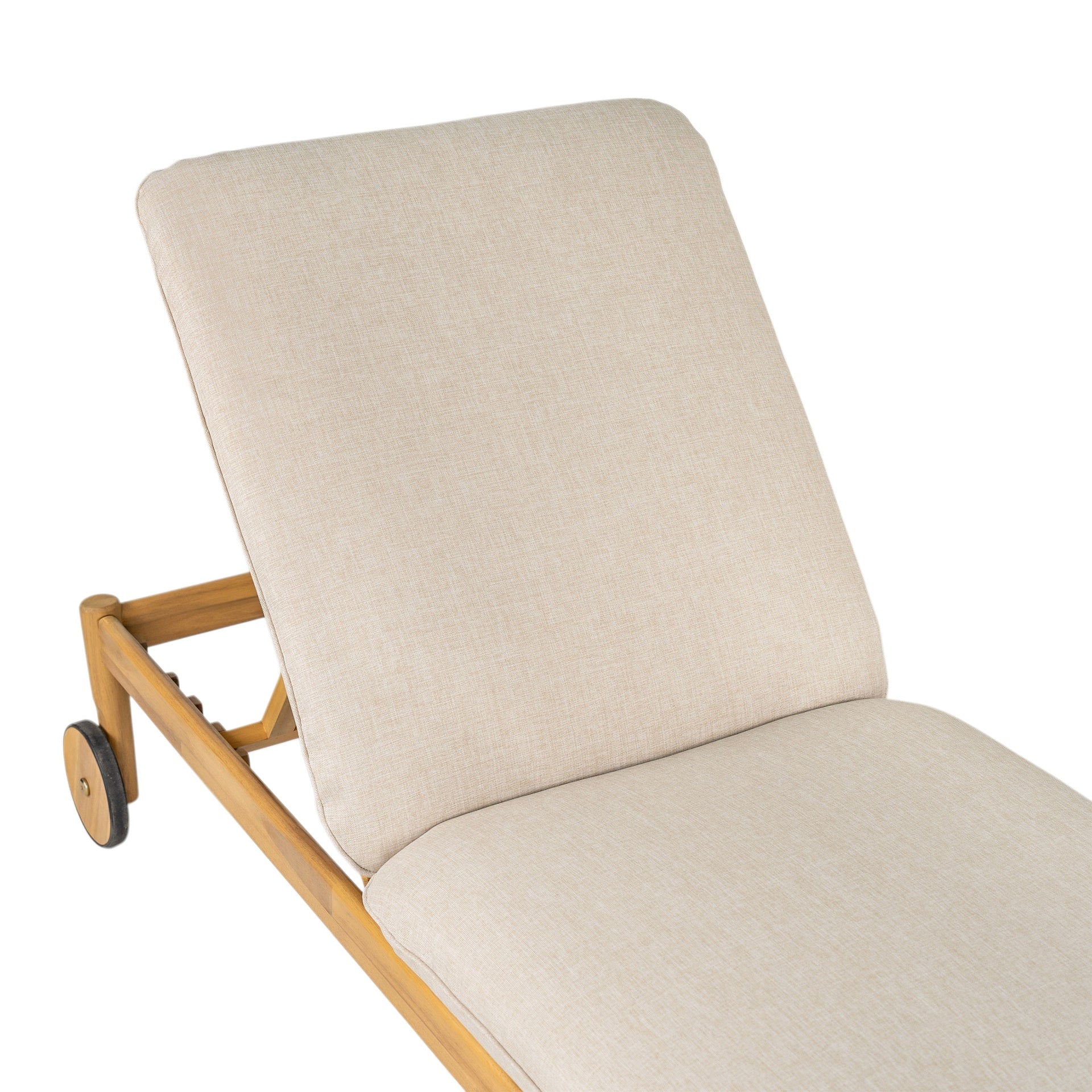 Riviera Outdoor Chaise Lounge with Wheels, Acacia Wood Frame(Set of 2)