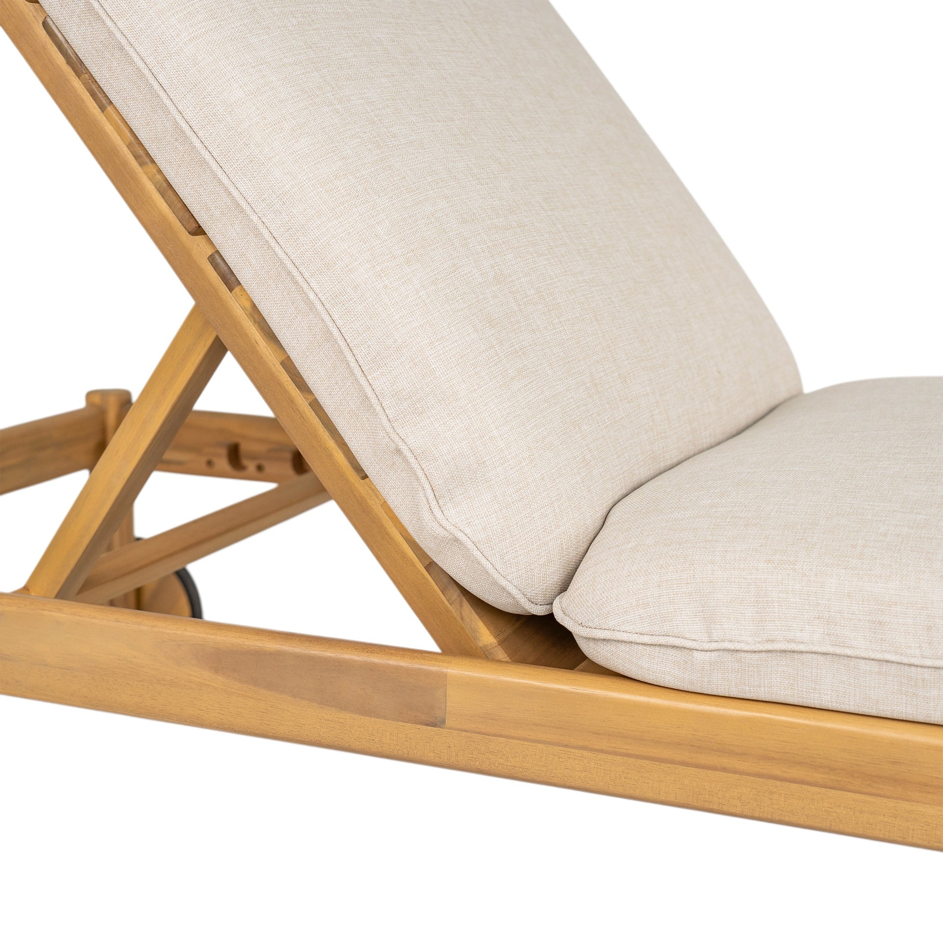 Riviera Outdoor Chaise Lounge with Wheels, Acacia Wood Frame(Set of 2)