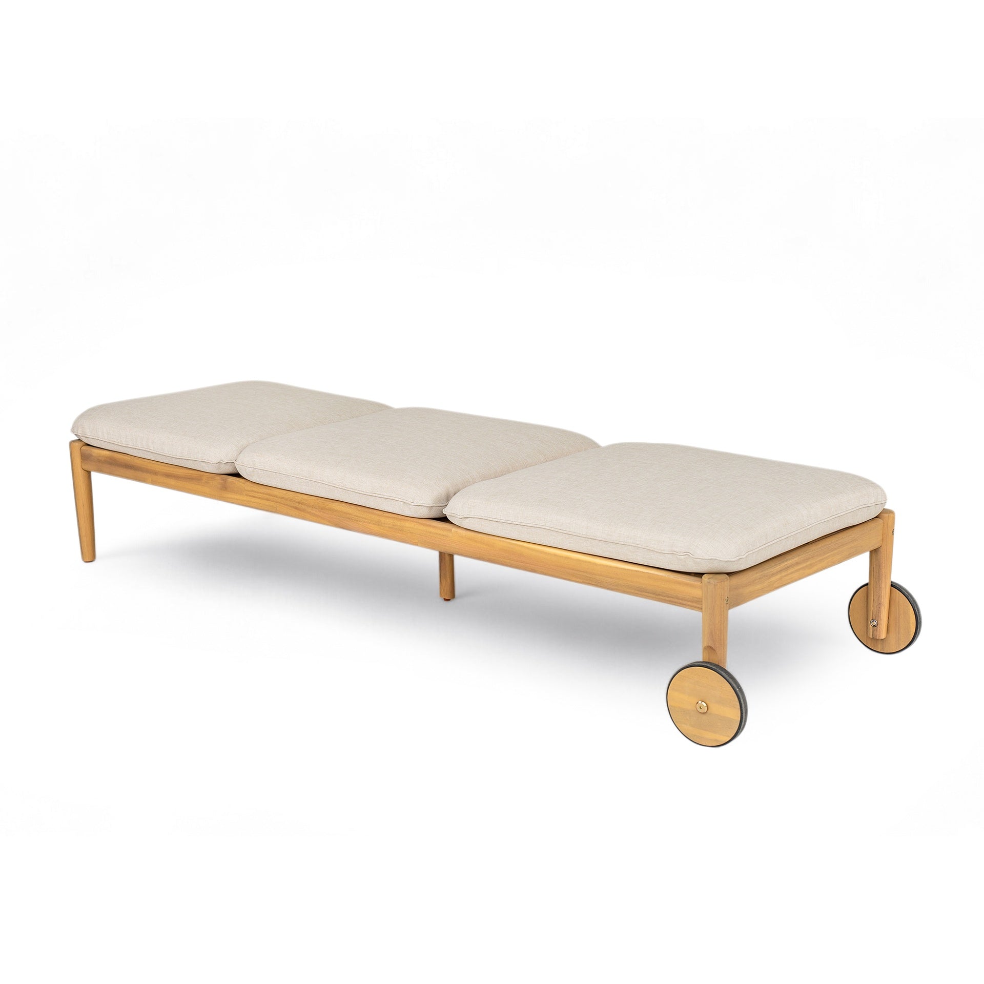 Riviera Outdoor Chaise Lounge with Wheels, Acacia Wood Frame(Set of 2)