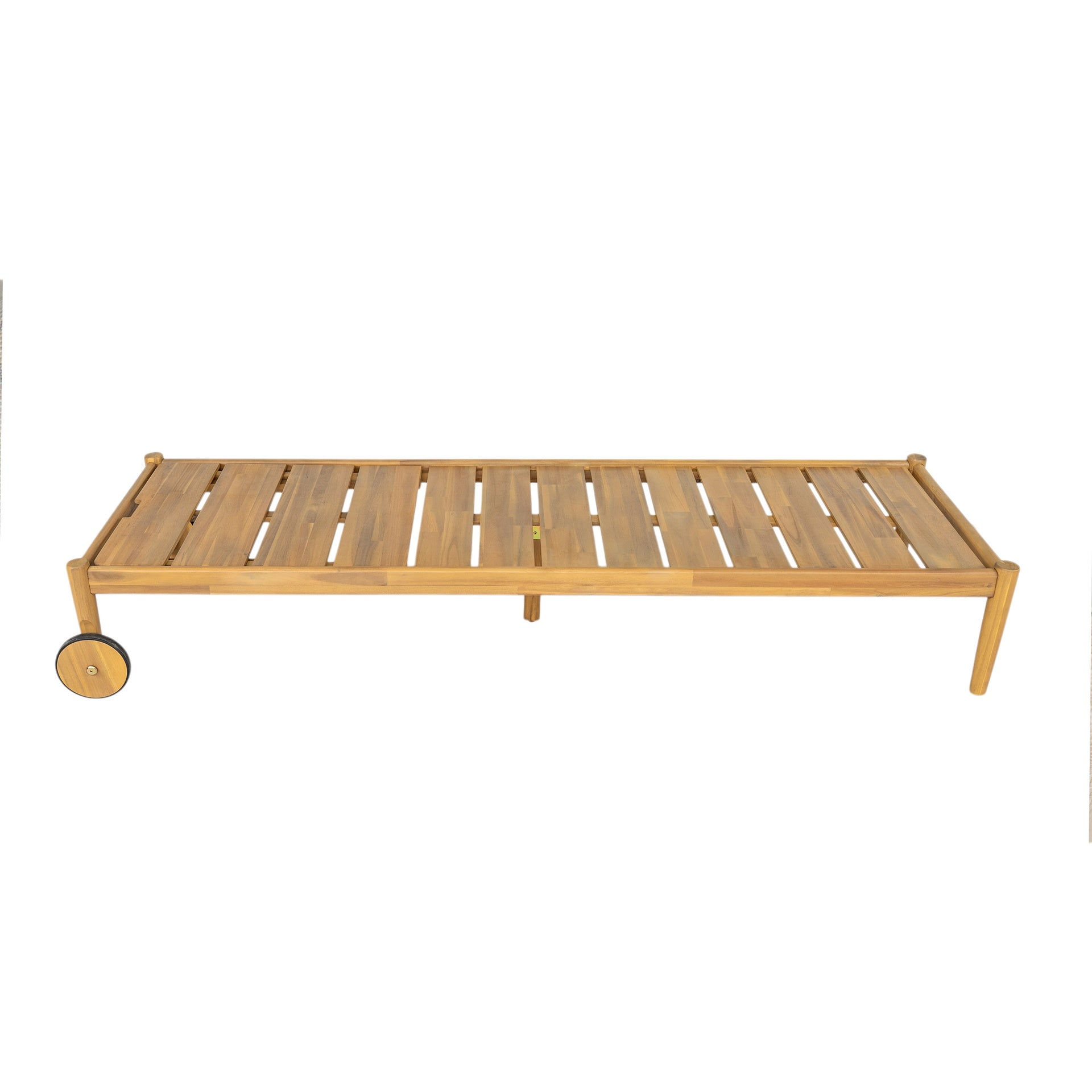 Riviera Outdoor Chaise Lounge with Wheels, Acacia Wood Frame(Set of 2)
