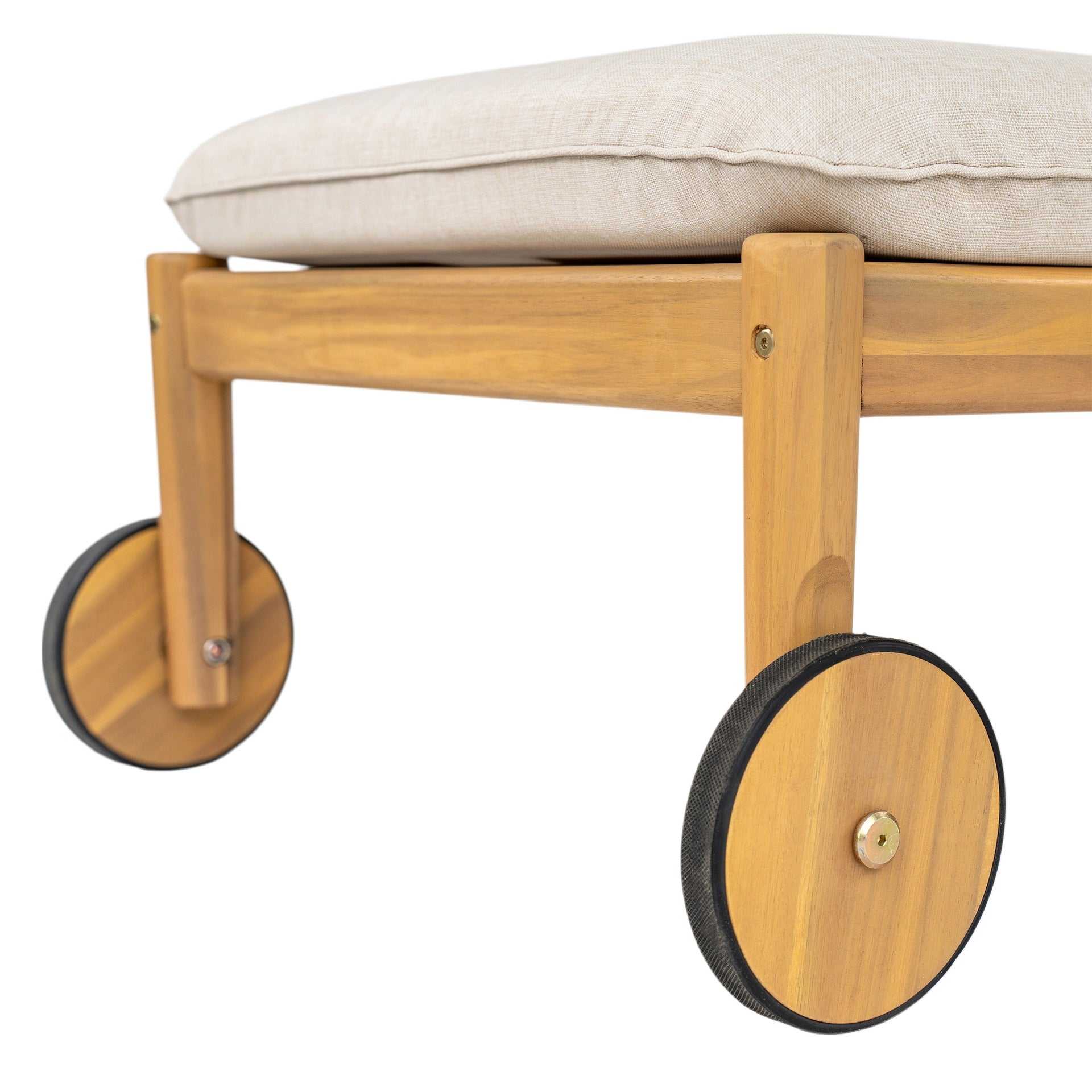 Riviera Outdoor Chaise Lounge with Wheels, Acacia Wood Frame(Set of 2)
