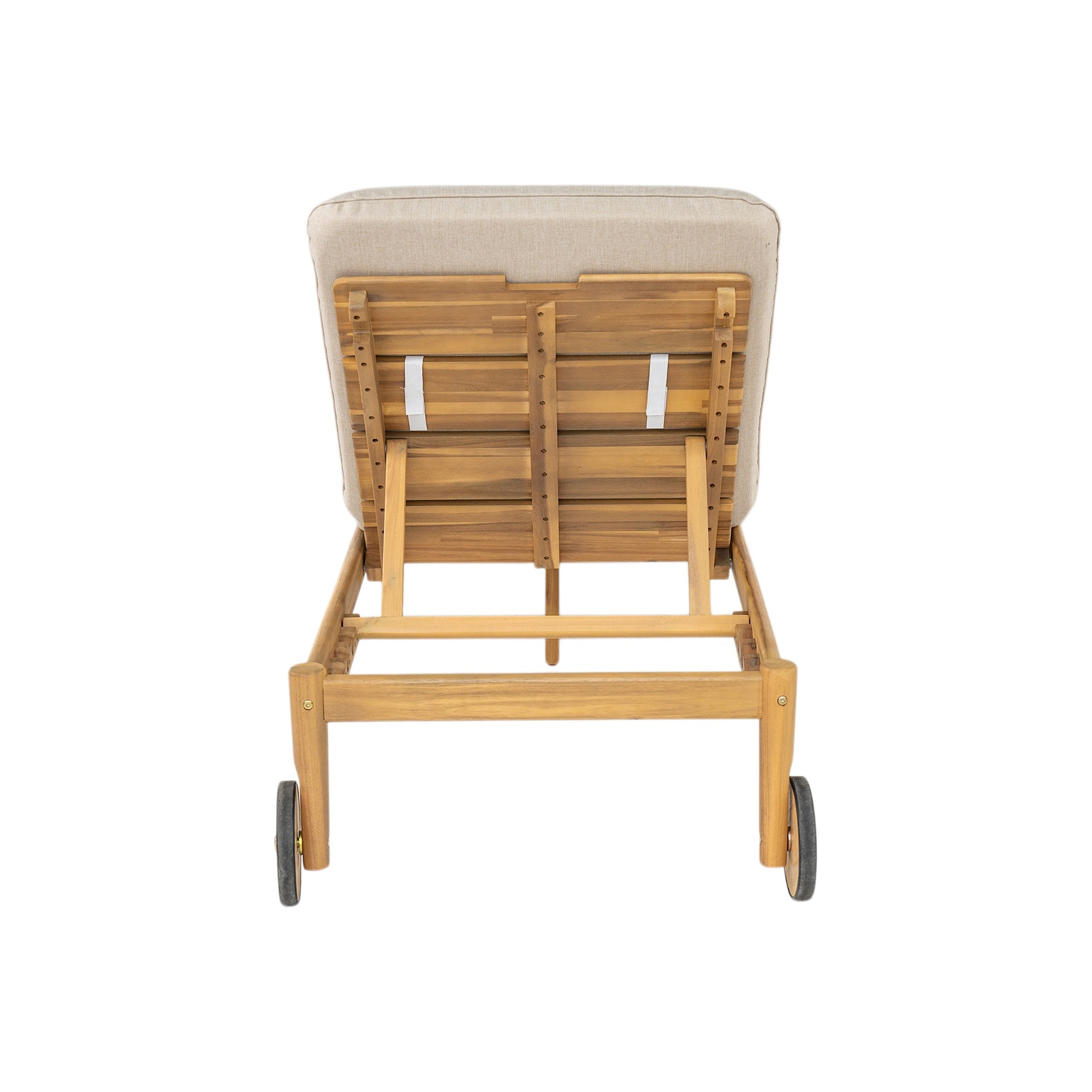 Riviera Outdoor Chaise Lounge with Wheels, Acacia Wood Frame(Set of 2)