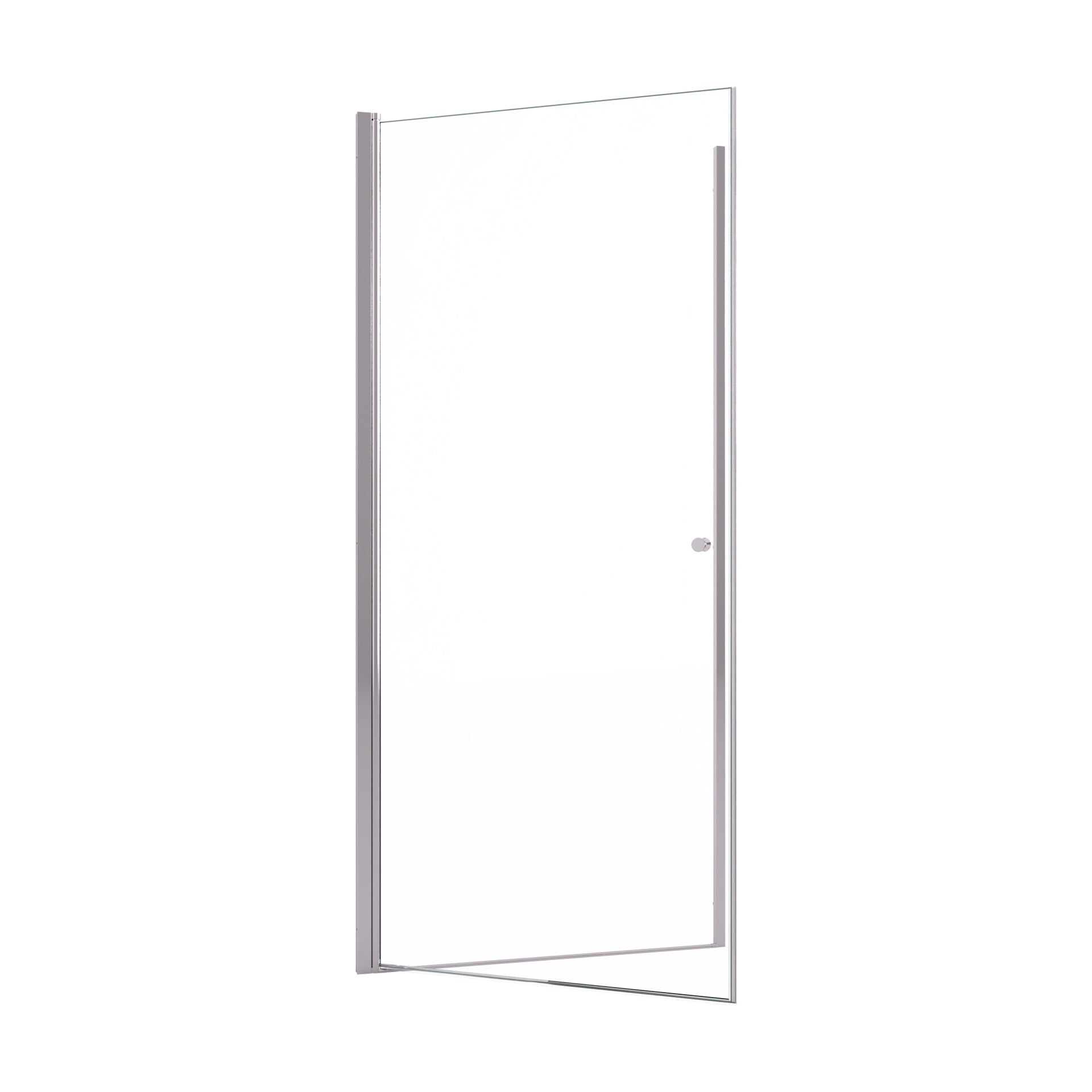 24" W x 72" H Semi-Frameless Circular Pivot Shower Door in Chrome With 1/4" (6mm) Thick SGCC Tempered Glass