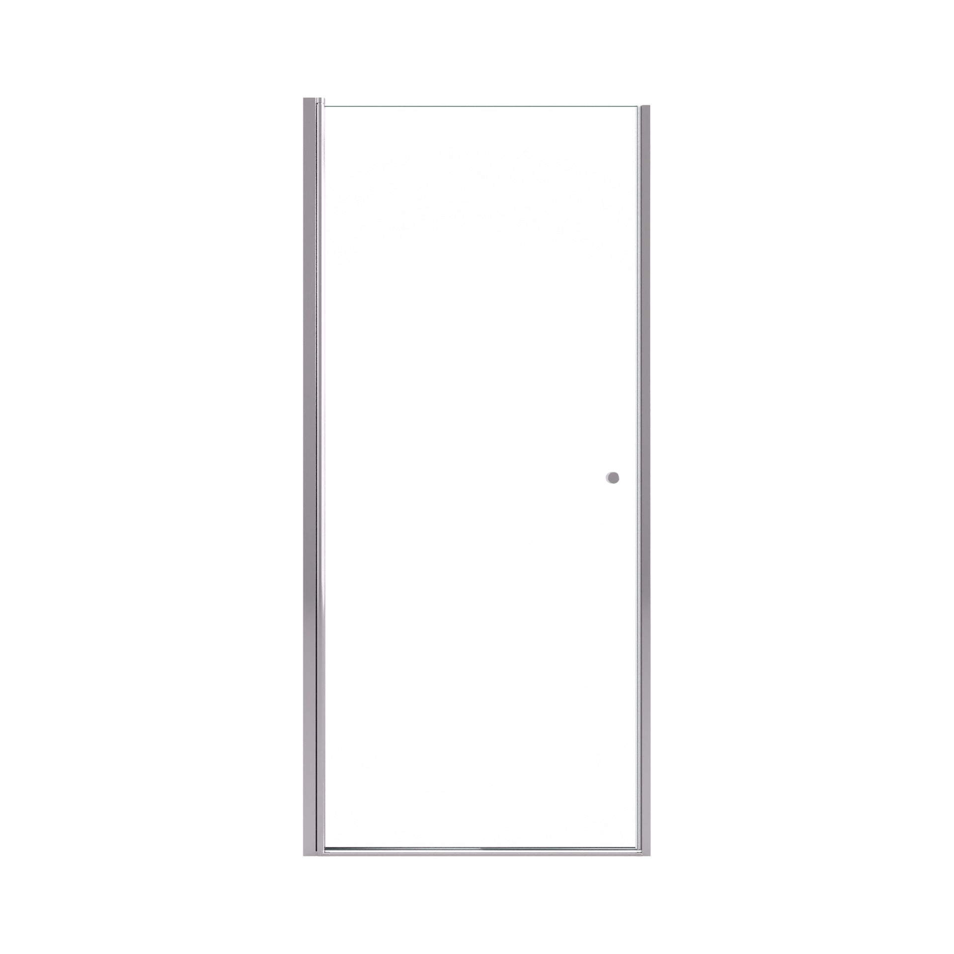 24" W x 72" H Semi-Frameless Circular Pivot Shower Door in Chrome With 1/4" (6mm) Thick SGCC Tempered Glass