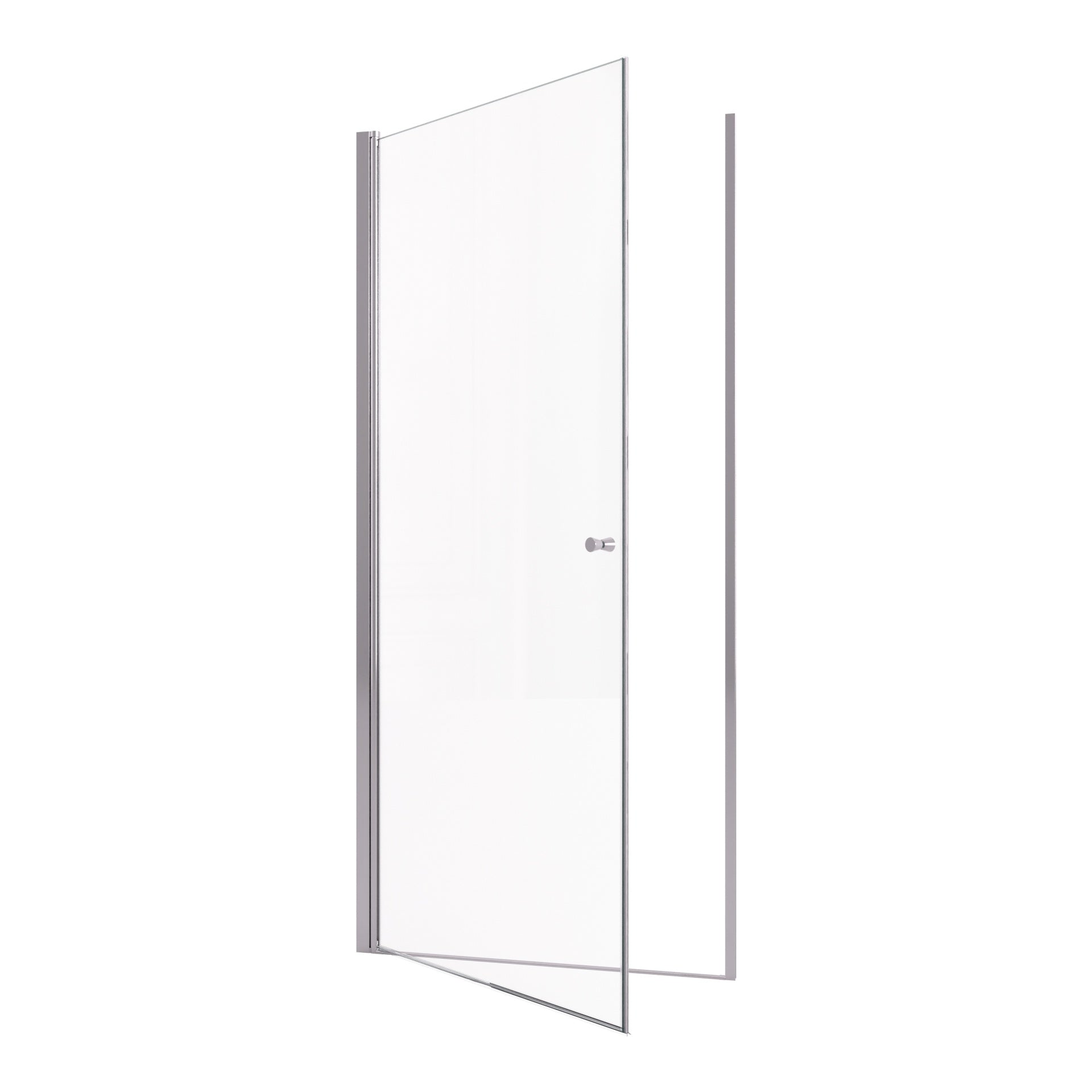 24" W x 72" H Semi-Frameless Circular Pivot Shower Door in Chrome With 1/4" (6mm) Thick SGCC Tempered Glass