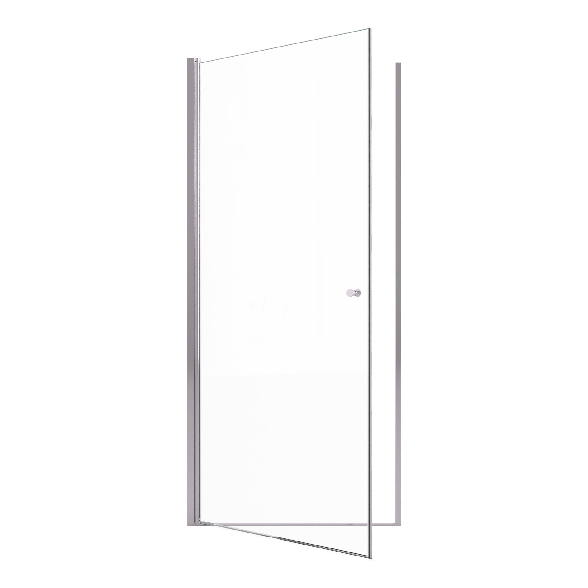24" W x 72" H Semi-Frameless Circular Pivot Shower Door in Chrome With 1/4" (6mm) Thick SGCC Tempered Glass