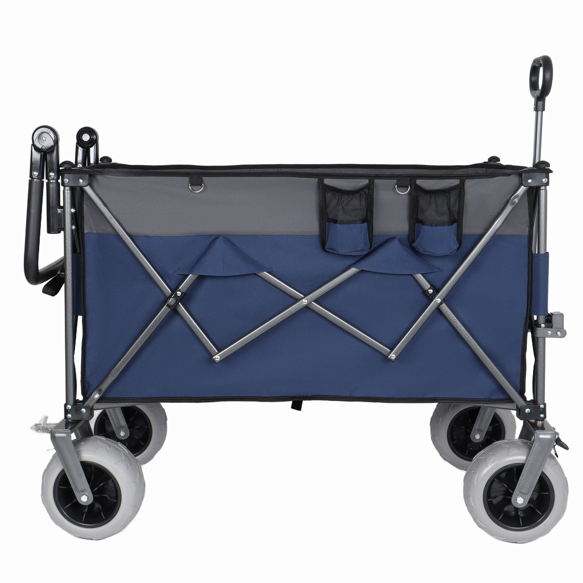 Multi-Functional Push-Pull Folding Wagon Cart with Rotating Handle & 9"x4" Beach Tires for Camping & Beach –300L XL Heavy-Duty, 480lbs load, Large Capacity for Transport, Groceries, and Outdoor Use