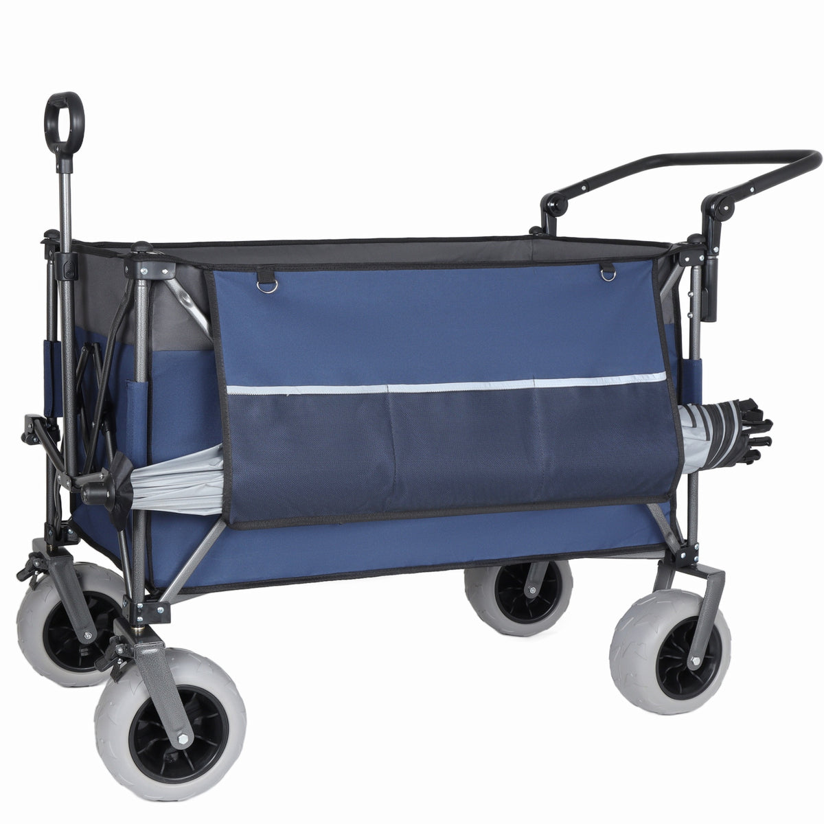Multi-Functional Push-Pull Folding Wagon Cart with Rotating Handle & 9"x4" Beach Tires for Camping & Beach –300L XL Heavy-Duty, 480lbs load, Large Capacity for Transport, Groceries, and Outdoor Use