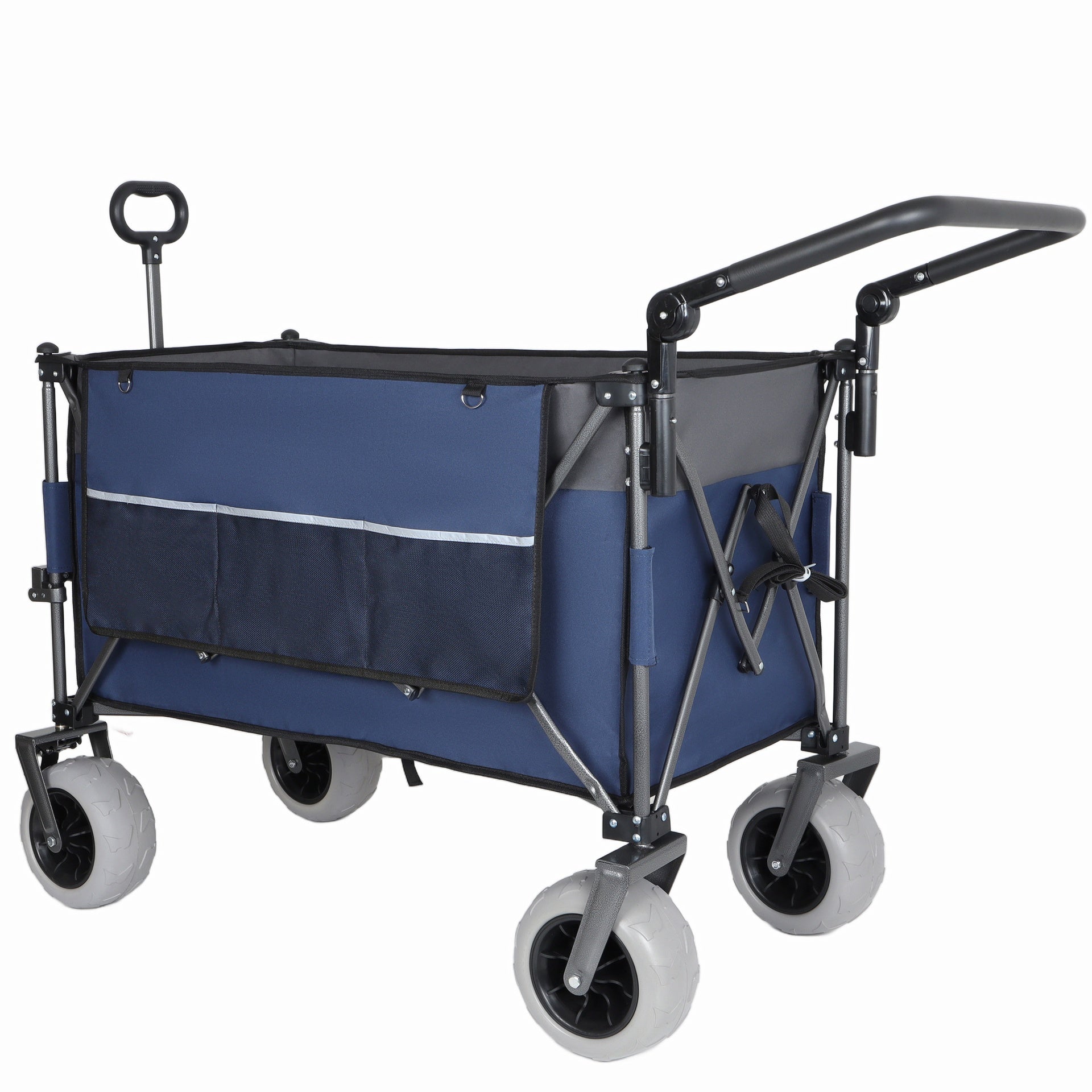 Multi-Functional Push-Pull Folding Wagon Cart with Rotating Handle & 9"x4" Beach Tires for Camping & Beach –300L XL Heavy-Duty, 480lbs load, Large Capacity for Transport, Groceries, and Outdoor Use
