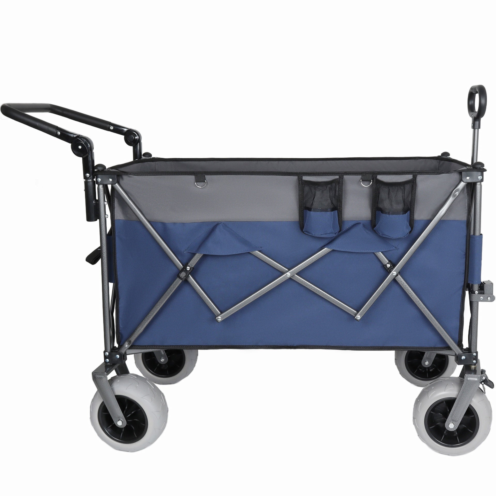 Multi-Functional Push-Pull Folding Wagon Cart with Rotating Handle & 9"x4" Beach Tires for Camping & Beach –300L XL Heavy-Duty, 480lbs load, Large Capacity for Transport, Groceries, and Outdoor Use