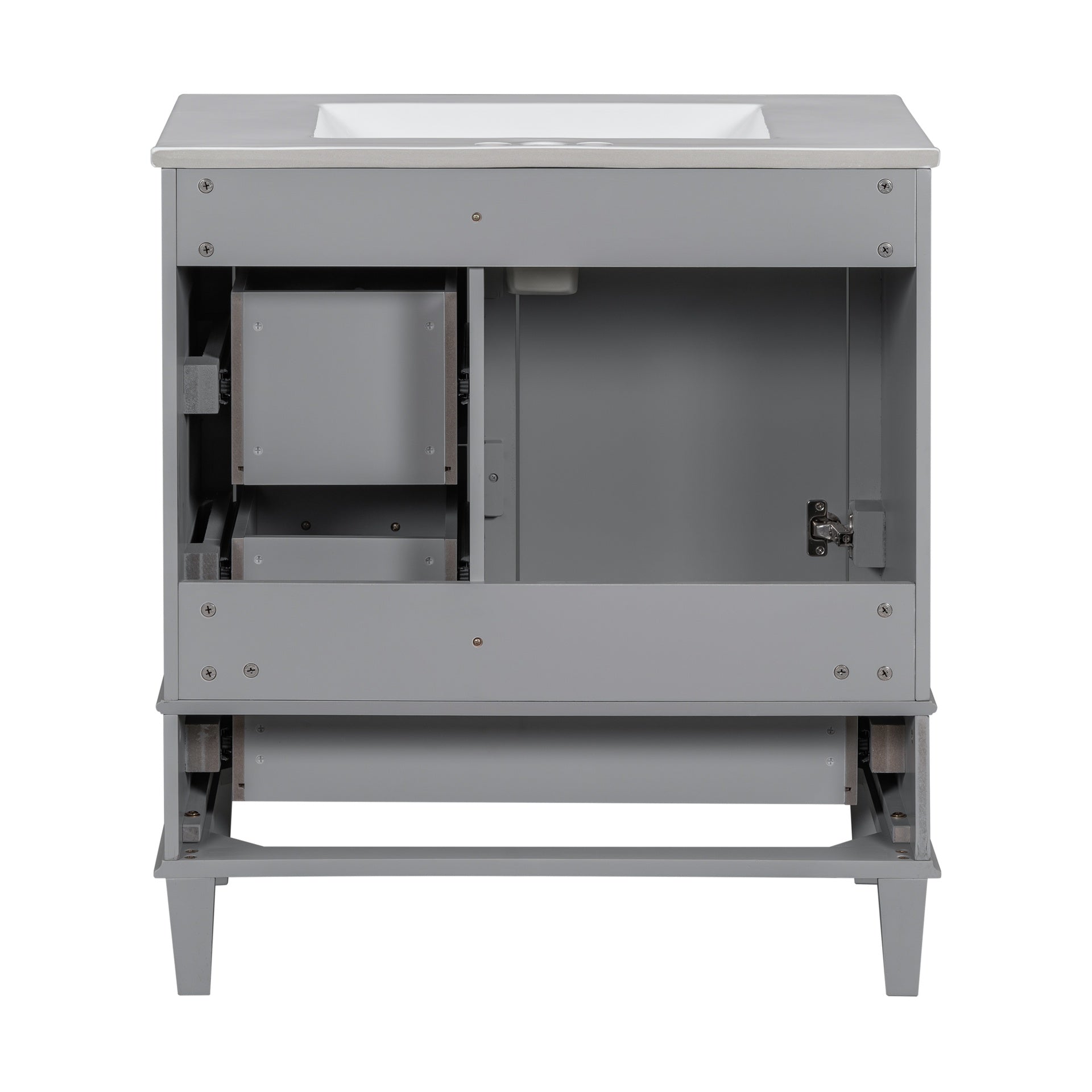 30" Bathroom Vanity , Modern Bathroom Cabinet with Sink Combo Set, Bathroom Storage Cabinet with a Soft Closing Door and 3 Drawers, Solid Wood Frame(Grey)