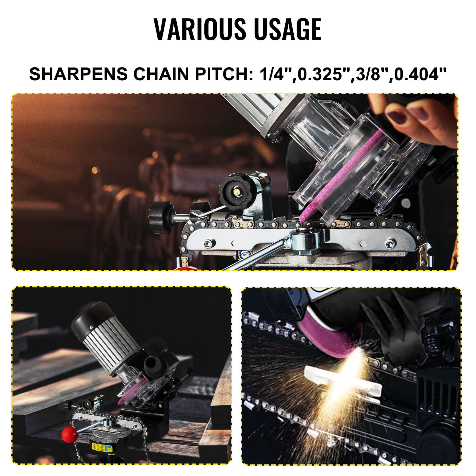 Electric Chainsaw Sharpener, 230W Professional Multi-Angle Adjustable Chain Grinder 3000RPM, Electric Chainsaw Blade Sharpener for 1/4" to 2/5" Chains