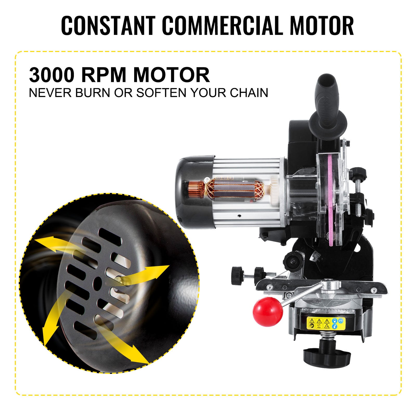 Electric Chainsaw Sharpener, 230W Professional Multi-Angle Adjustable Chain Grinder 3000RPM, Electric Chainsaw Blade Sharpener for 1/4" to 2/5" Chains