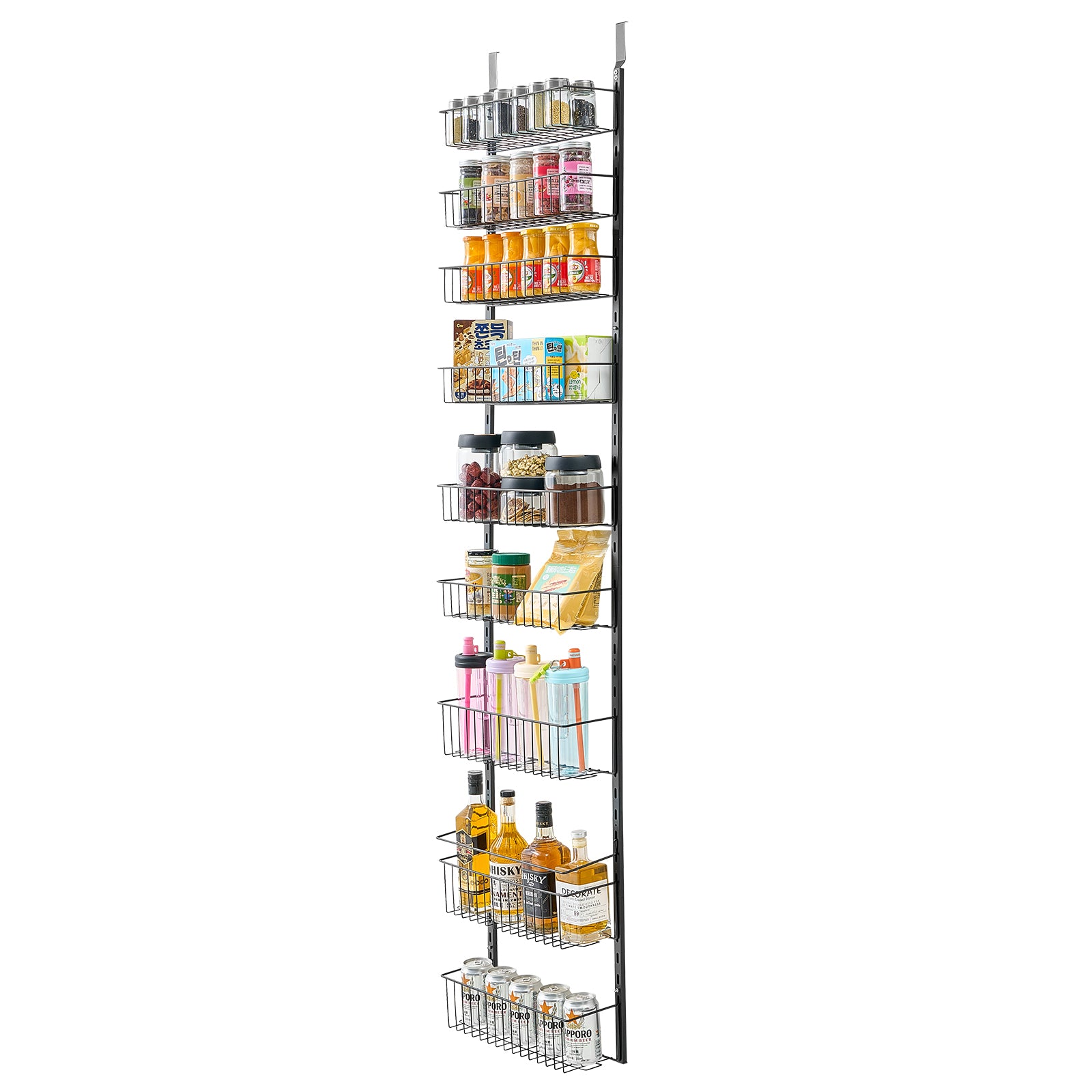 9-Tier Over the Door Pantry Organizer Hanging Storage Rack Adjustable Kitchen