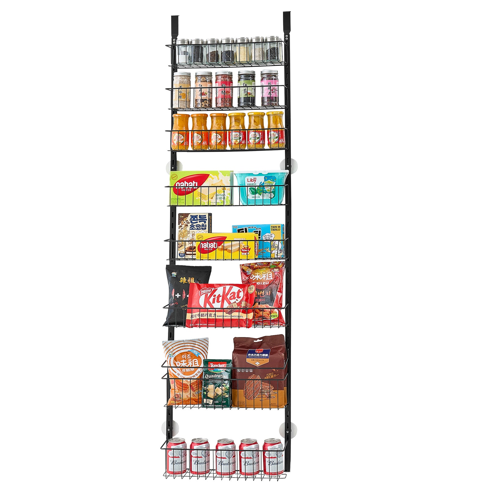 9-Tier Over the Door Pantry Organizer Hanging Storage Rack Adjustable Kitchen