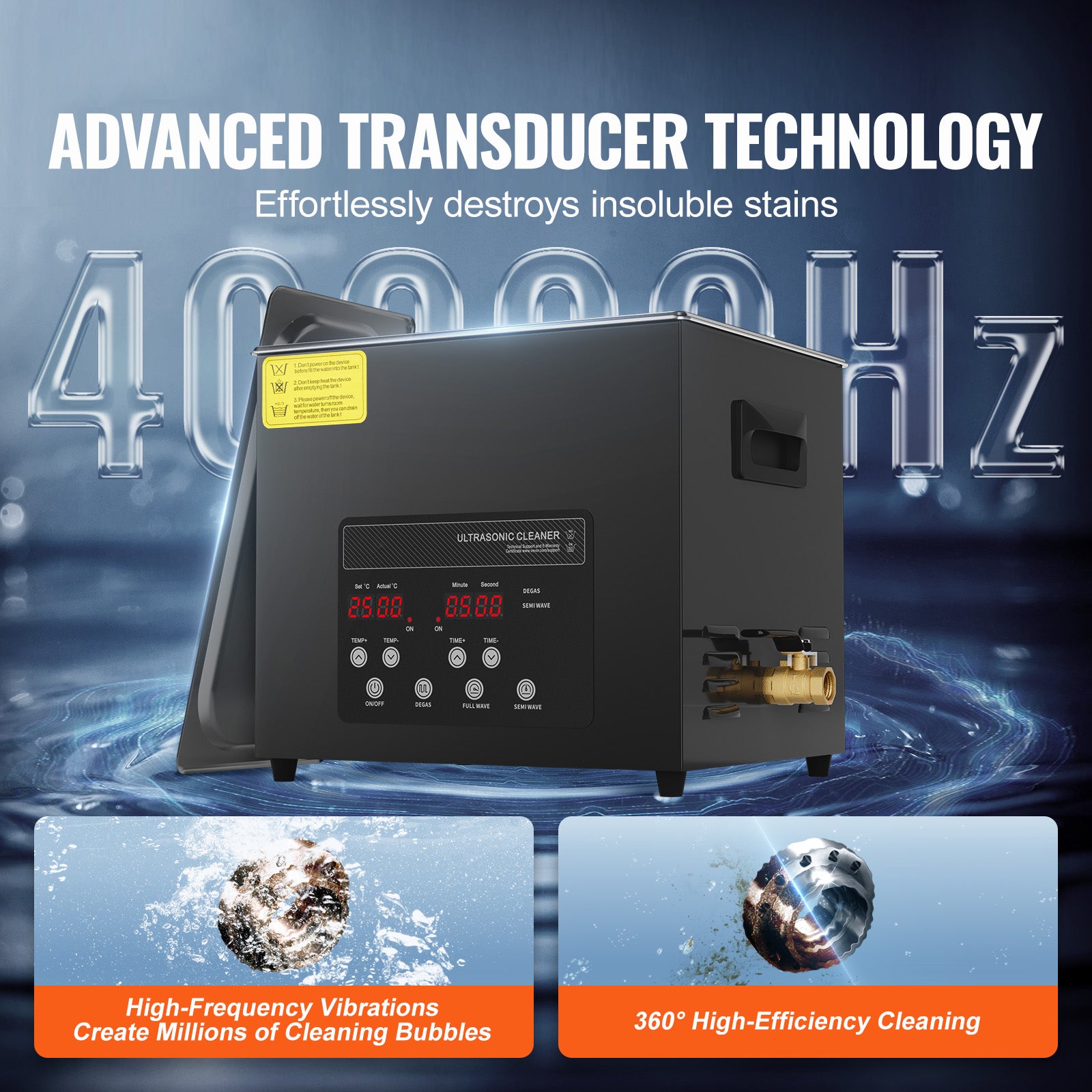 10L Ultra Sonic Cleaner, 240W Digital Ultrasonic Cleaning Machine with Gentle Mode & Upgraded Degassing, 40kHz Industrial Ultrasound Cleaner with Heater & Timer for Retainer, Jewelry, Tools