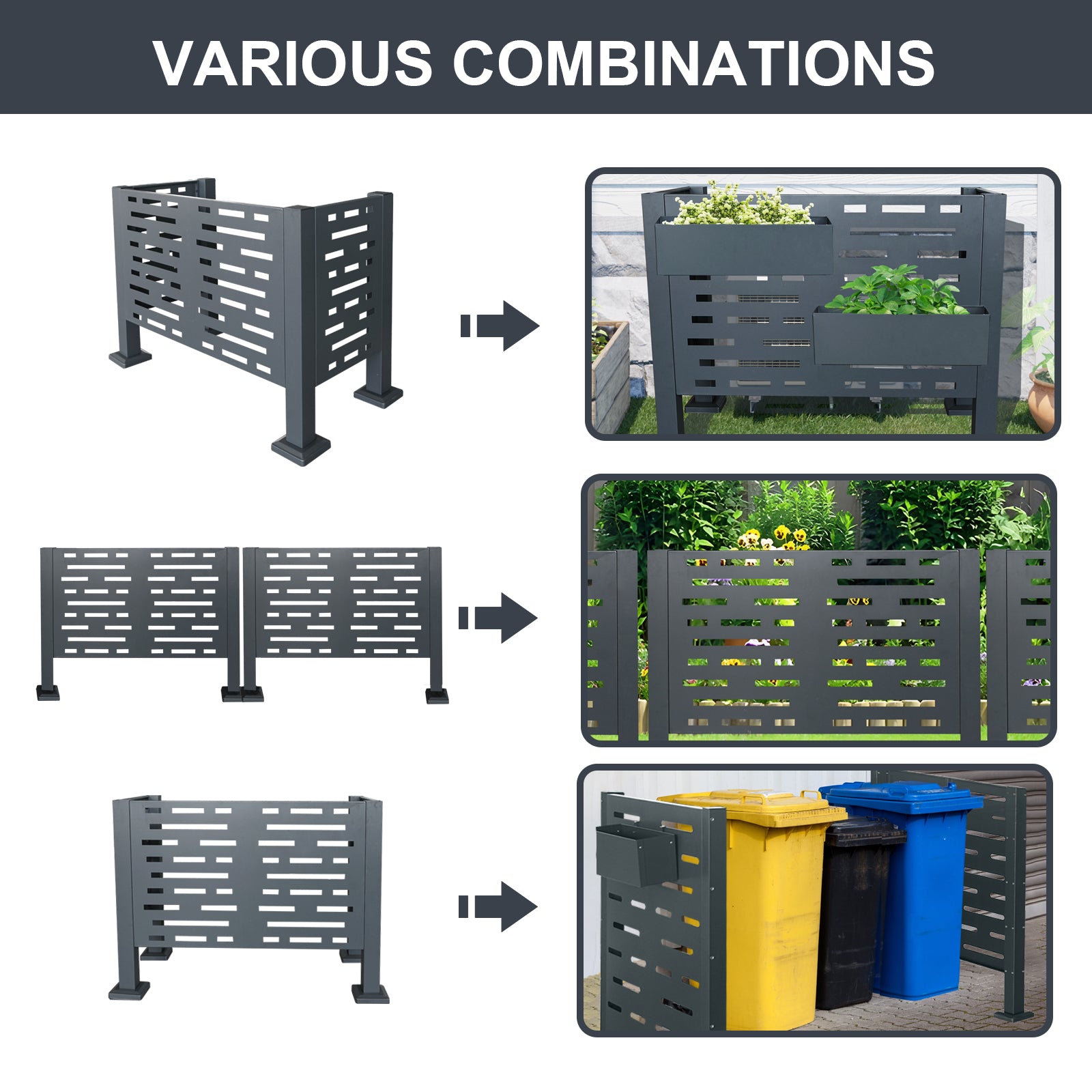3ftx2ft Air Conditioner Fence for Outdoor Units,Metal Privacy Fence Cover, Perfect to Conceal Air Conditioning Units,3- Fence Panels