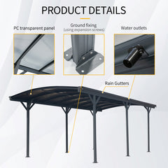 Outdoor Carport, 10 FT * 19 FT* 7 FT Arch Carport Aluminum Metal Frame and Polycarbonate Panels Car Port for Outdoor Driveway Car, Truck