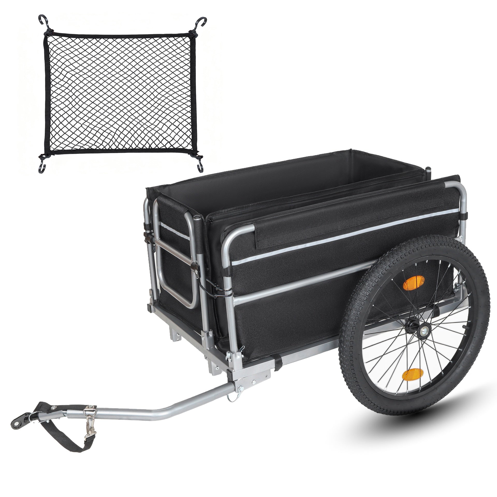 Bike Cargo Trailer, 110lbs Load Capacity, Heavy-Duty Bicycle Wagon Cart, Foldable Compact Storage, Universal Safe Hitch System, Featuring upgraded Fat tires, for Camping, Groceries, Hauling Essentials