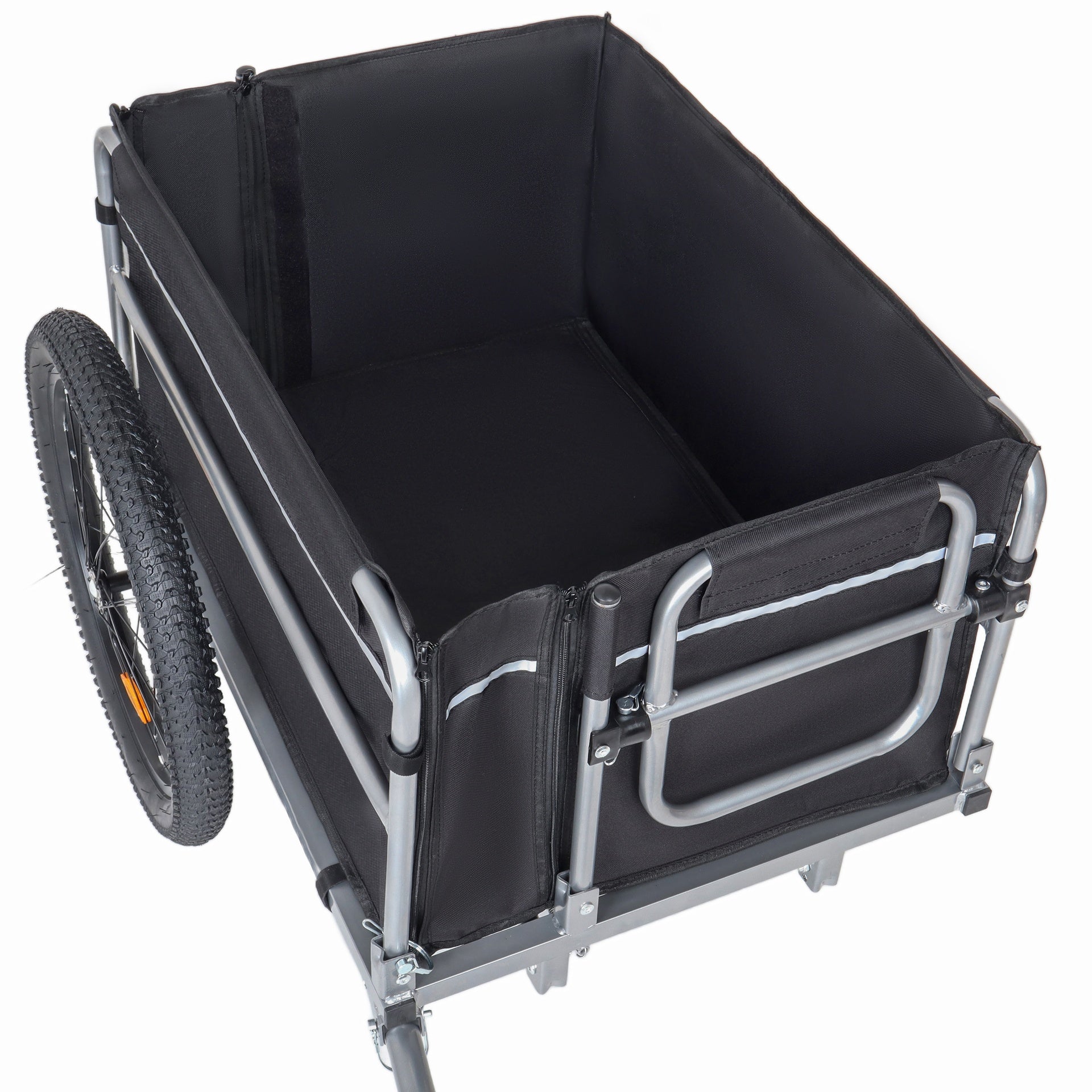 Bike Cargo Trailer, 110lbs Load Capacity, Heavy-Duty Bicycle Wagon Cart, Foldable Compact Storage, Universal Safe Hitch System, Featuring upgraded Fat tires, for Camping, Groceries, Hauling Essentials