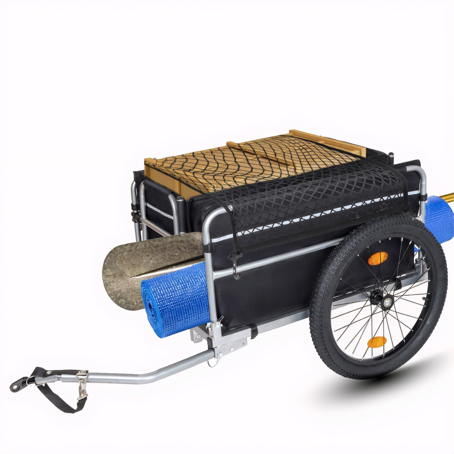 Bike Cargo Trailer, 110lbs Load Capacity, Heavy-Duty Bicycle Wagon Cart, Foldable Compact Storage, Universal Safe Hitch System, Featuring upgraded Fat tires, for Camping, Groceries, Hauling Essentials