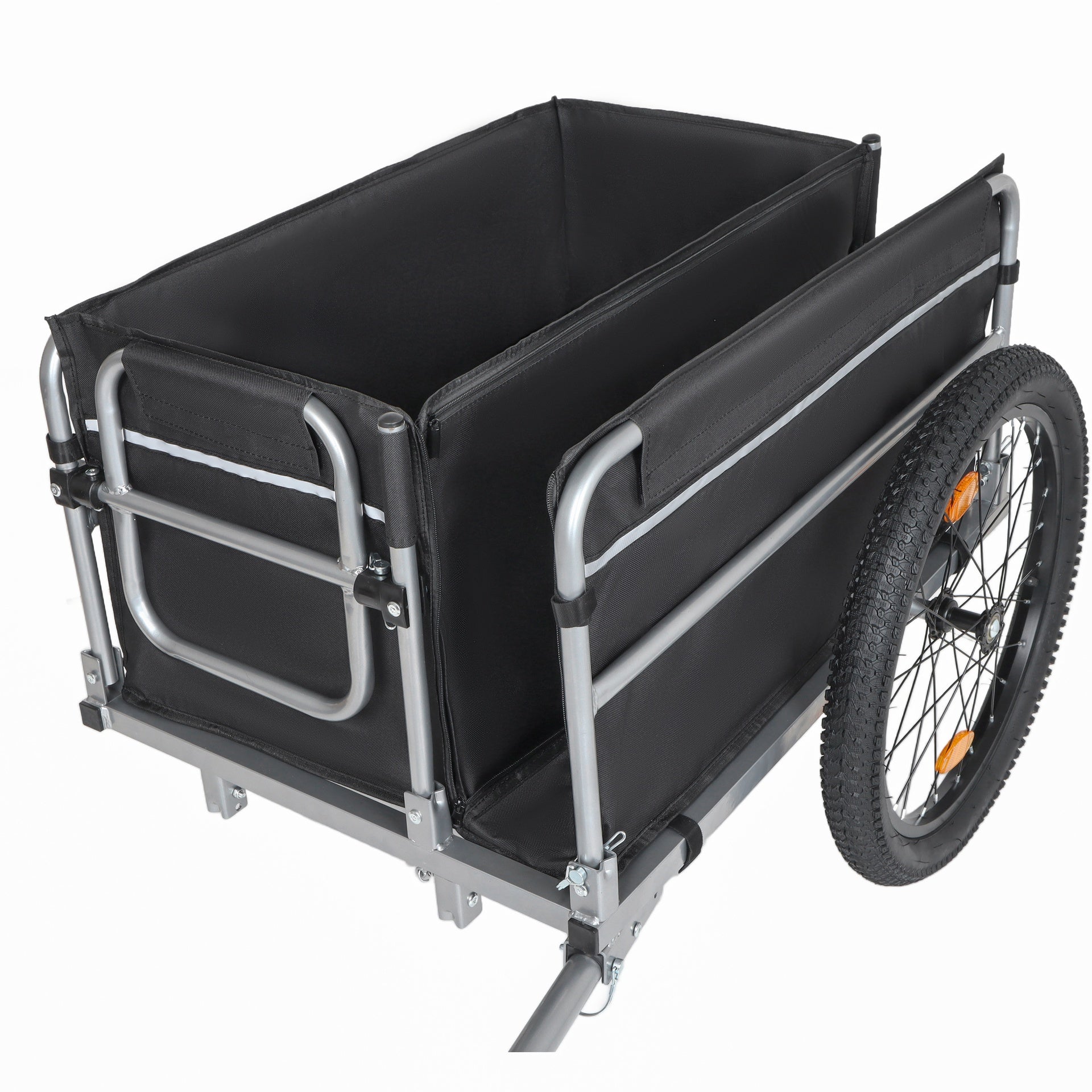 Bike Cargo Trailer, 110lbs Load Capacity, Heavy-Duty Bicycle Wagon Cart, Foldable Compact Storage, Universal Safe Hitch System, Featuring upgraded Fat tires, for Camping, Groceries, Hauling Essentials