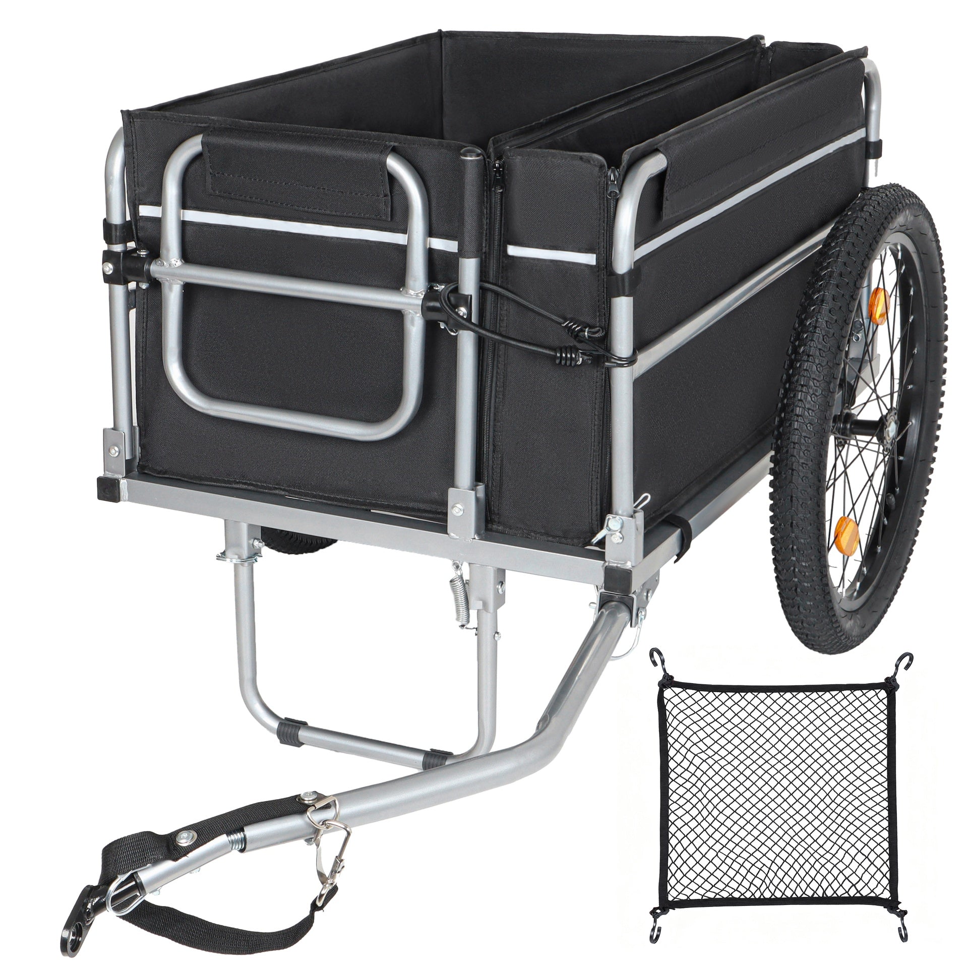 Bike Cargo Trailer, 110lbs Load Capacity, Heavy-Duty Bicycle Wagon Cart, Foldable Compact Storage, Universal Safe Hitch System, Featuring upgraded Fat tires, for Camping, Groceries, Hauling Essentials