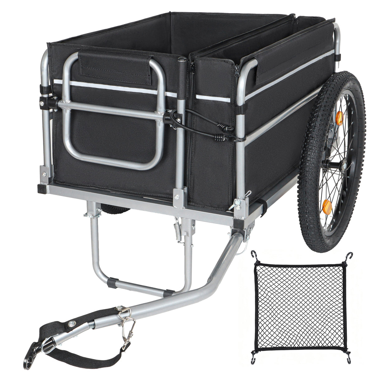 Bike Cargo Trailer, 110lbs Load Capacity, Heavy-Duty Bicycle Wagon Cart, Foldable Compact Storage, Universal Safe Hitch System, Featuring upgraded Fat tires, for Camping, Groceries, Hauling Essentials
