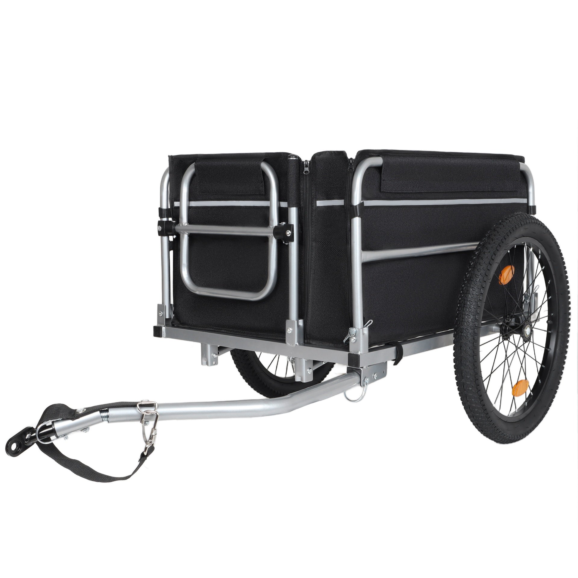 Bike Cargo Trailer, 110lbs Load Capacity, Heavy-Duty Bicycle Wagon Cart, Foldable Compact Storage, Universal Safe Hitch System, Featuring upgraded Fat tires, for Camping, Groceries, Hauling Essentials