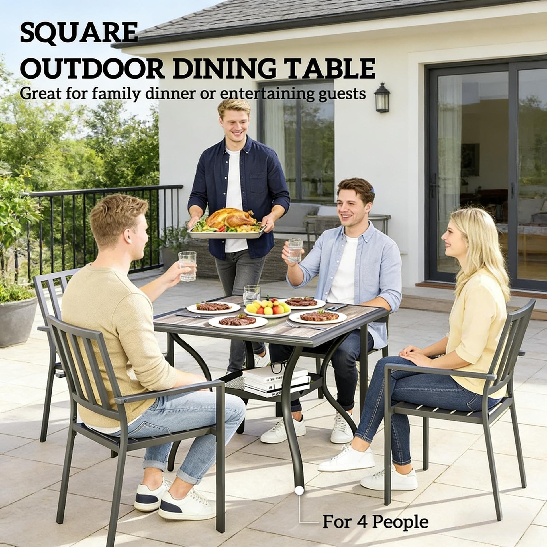 Garden Table,Square Outdoor Dining Table(Only Table)
