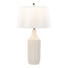 Stella 23" Contemporary Ceramic Table Lamp in Gloss Cream Ceramic with White Shade by LumiSource