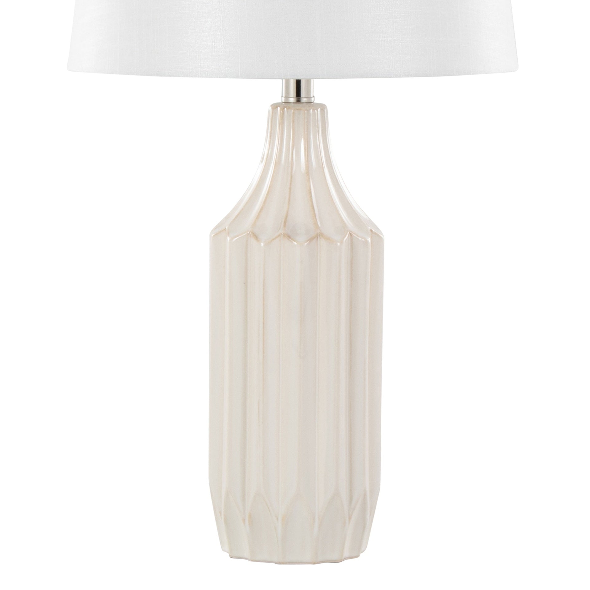 Stella 23" Contemporary Ceramic Table Lamp in Gloss Cream Ceramic with White Shade by LumiSource