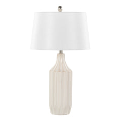 Stella 23" Contemporary Ceramic Table Lamp in Gloss Cream Ceramic with White Shade by LumiSource