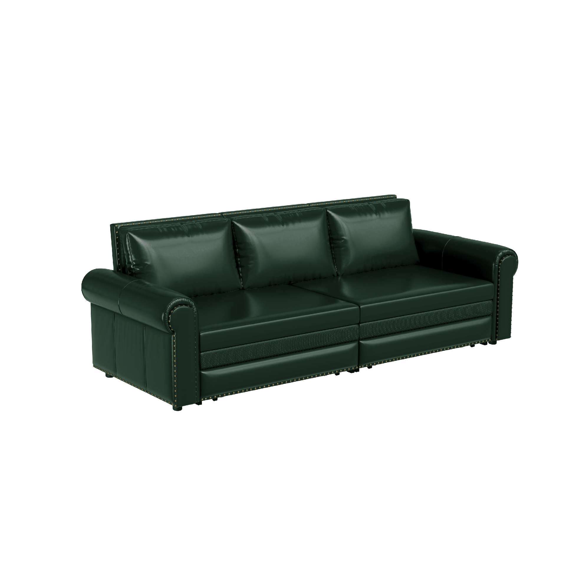Chesterfield Sofa,93.7" King Pull Out Sofa Bed,3-in-1 Faux Leather Convertible Sleeper Sofa with Nailhead Trim & Rolled Arm,Multi-Functional Sofa Bed for Living Room,Bedroom