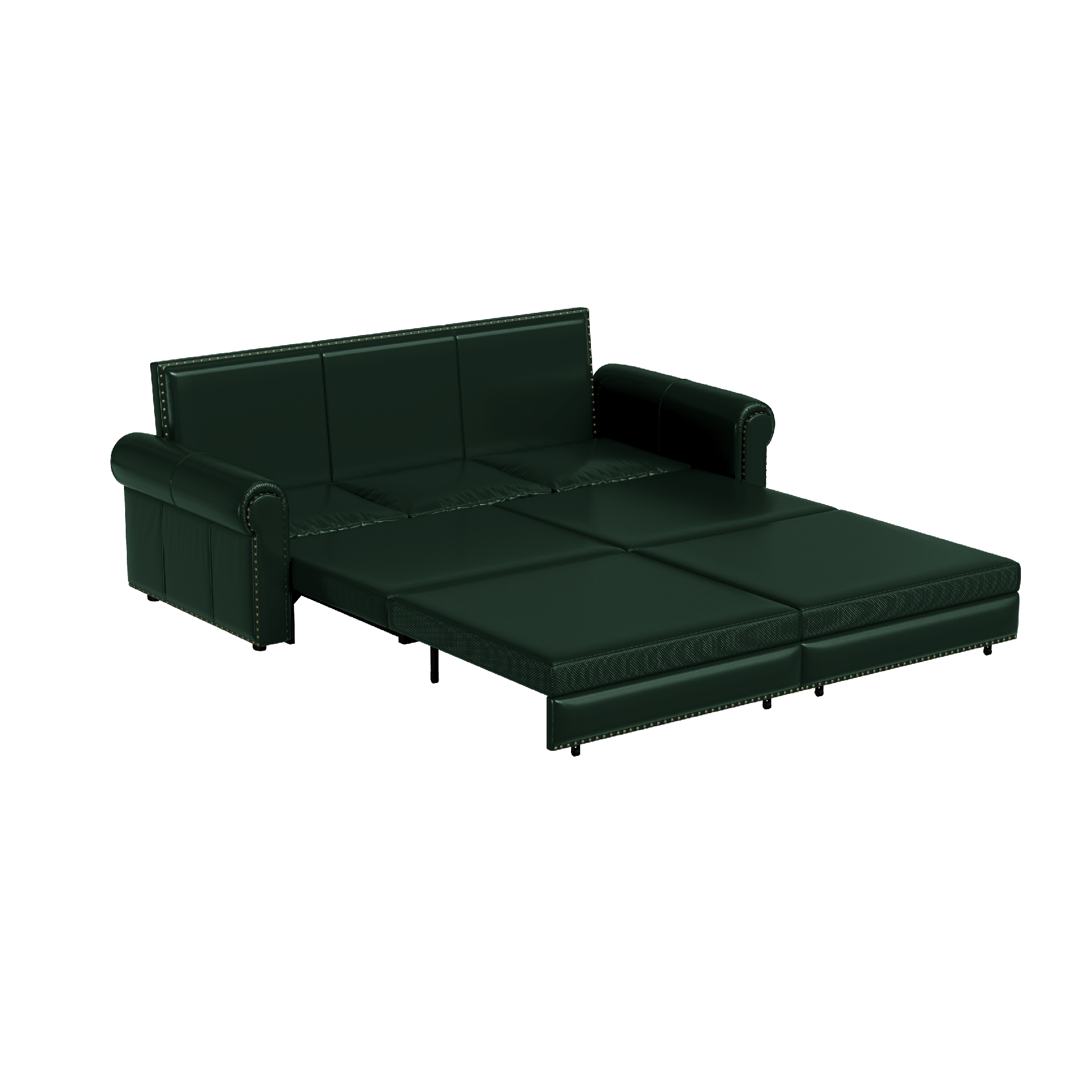 Chesterfield Sofa,93.7" King Pull Out Sofa Bed,3-in-1 Faux Leather Convertible Sleeper Sofa with Nailhead Trim & Rolled Arm,Multi-Functional Sofa Bed for Living Room,Bedroom
