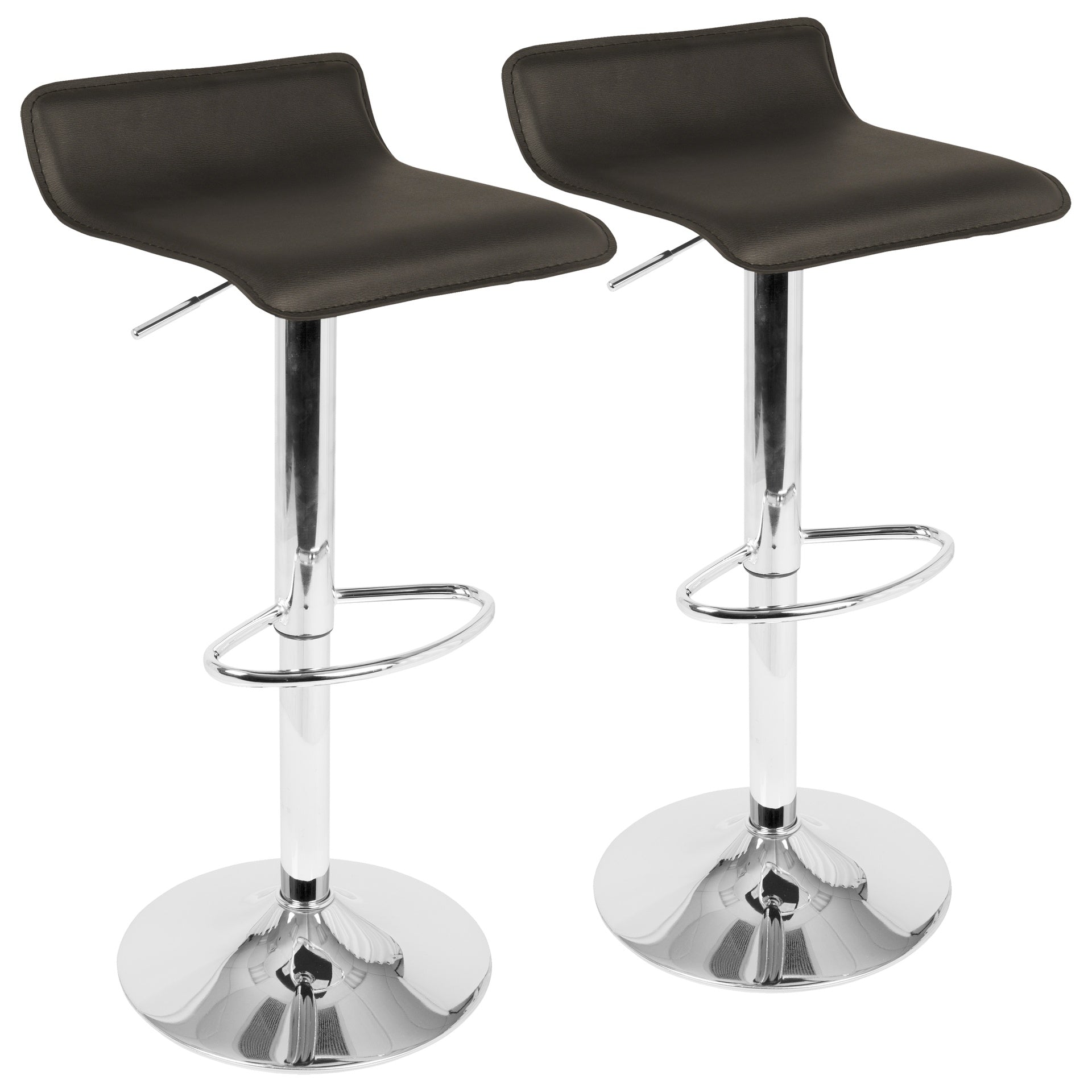 Ale Contemporary Adjustable Barstool in Brown PU Leather by LumiSource - Set of 2